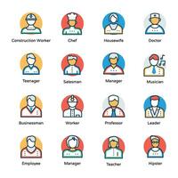 Professional Humans Flat Vector Icons Set