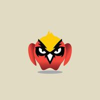 cartoon style red bird logo design vector