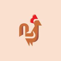 simple rooster logo design. icon brown chicken ilustration vector