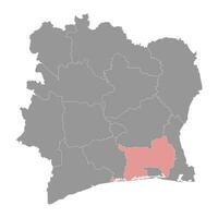 Lagunes district map, administrative division of Ivory Coast. Vector illustration.