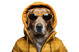 AI generated Golden Retriever in Streetwear on Transparent Background. AI png