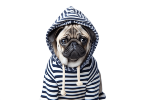 AI generated A Pug in Adorable Attire, Isolated on a Transparent Background. AI png