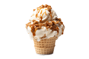 AI generated Caramel Praline Crunch Ice Cream on Transparent Background. AI png