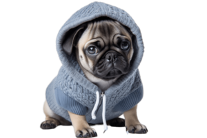 ai gerado uma pug dentro adorável traje, isolado em uma transparente fundo. ai png