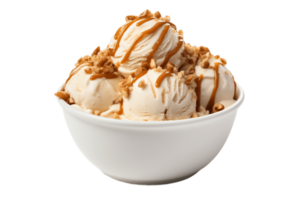 AI generated Caramel Praline Crunch Ice Cream on Transparent Background. AI png