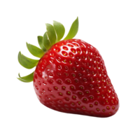 AI generated Ripe Red Strawberry with Green Leaves png
