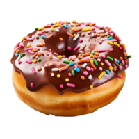 AI generated Delicious Chocolate Donut Sprinkled with Sweet Toppings png
