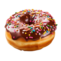 ai généré délicieux Chocolat Donut saupoudré avec sucré garnitures png