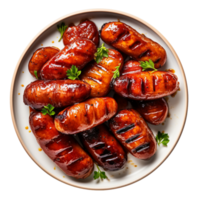 AI generated Grilled Sausages with Fresh Parsley Garnish png