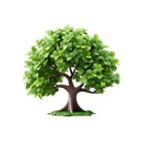 ai generato 3d lussureggiante verde albero con dettagliato fogliame png