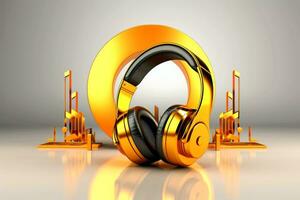 AI generated Abstract 3d minimal headphones, music concept, Generative AI photo
