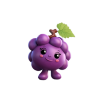 ai generado 3d linda uva mascota png