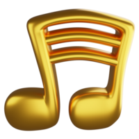 Two thirty-second notes metallic gold clipart flat design icon isolated on transparent background, 3D render entertainment and music concept png