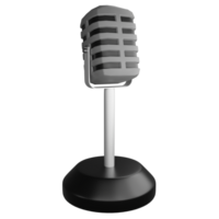 Vintage microphone clipart flat design icon isolated on transparent background, 3D render entertainment and music concept png