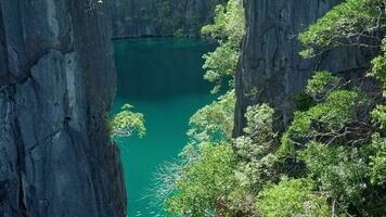 Aerial view of Twin Lagoon in the Philippines video