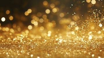 AI generated Gold sparkle particles abstract Background photo