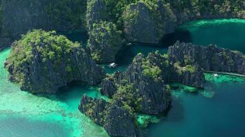 Aerial view of Twin Lagoon in the Philippines video