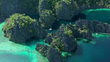 Aerial view of Twin Lagoon in the Philippines video