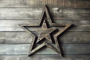 AI generated star on a wood background with copy space photo