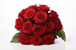 AI generated Red rose bouquet isolated on white background. AI Generated photo