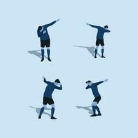 vector ilustración - fútbol jugador hacer un lenguado celebracion conjunto - dos tono plano ilustración - disparo, regatear, celebracion y moverse en fútbol - plano dibujos animados estilo