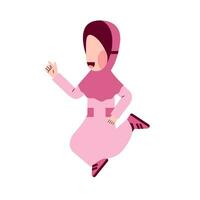 Character Of Happy Hijab Kid vector