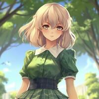 AI generated Cute anime girl digital art style photo