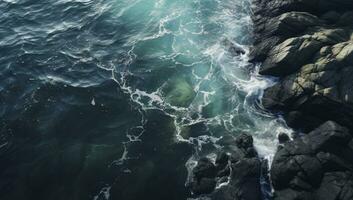 AI generated Aerial view of the sea rocky shore underwater photo