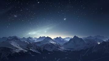 AI generated The Milky Way over the winter mountains landscape photo