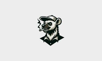 hiena vistiendo sombrero y de fumar vector mascota diseño