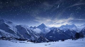 AI generated The Milky Way over the winter mountains landscape photo