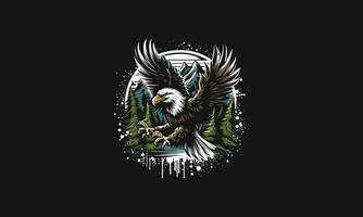 eagle attack on mountain vector artwork design