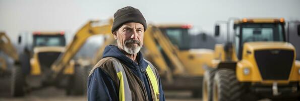 AI generated Man standing construction site looking at camera photo