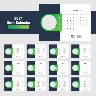 Desk Calendar 2024 Template Design, calendar 2024