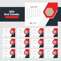 Desk Calendar 2024 Template Design, calendar 2024 vector