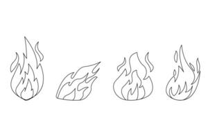 Set of fire flames outline vector