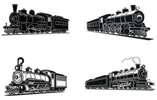 Clásico vapor tren,retro tren, Clásico emblema transporte vector ilustración,