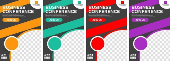 Business Conference Geometric Modern Background. Set of 4 modern simple background vector illustration flat style. Suitable for poster, cover, ads, social banner, or flyer