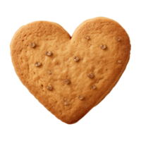 AI generated heart-shaped cookie or biscuit isolated on a transparent background png