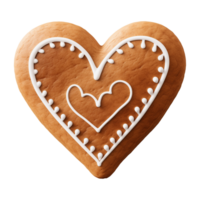 AI generated heart-shaped cookie or biscuit isolated on a transparent background png