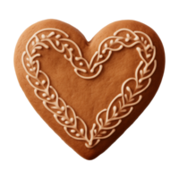 AI generated heart-shaped cookie or biscuit isolated on a transparent background png