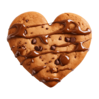 AI generated heart-shaped cookie or biscuit isolated on a transparent background png