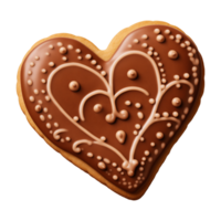 AI generated heart-shaped cookie or biscuit isolated on a transparent background png