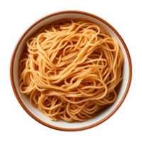 AI generated a bowl of Chinese noodles isolated on a transparent background, top view png