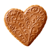 AI generated heart-shaped cookie or biscuit isolated on a transparent background png