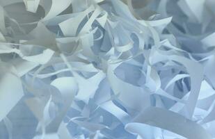 Shredded paper texture background, top view of many white paper strips. Pile of cut paper like box filler for shipping fragile items photo