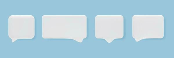 3d white blank speech bubble shape set icon vector