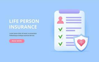 Banner life person insurance concept vector