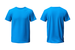 ai generato realistico impostato di maschio blu magliette modello davanti e indietro Visualizza isolato su un' trasparente sfondo, tagliare su png