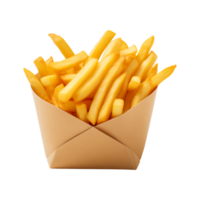 ai generado francés papas fritas en un papel caja aislado en un transparente antecedentes png